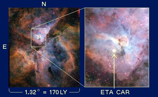 Image of NGC 3372, showing Eta position